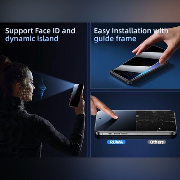 🤯5/$20🤯 Privacy Screen Protector for iPhone 15 Pro [6.1 Inch] [2-Pack] NWT - Picture 9 of 9